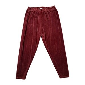 Nipon Studio Velvet Tapered Pull On Pants Burgundy Womens 2X Made Korea